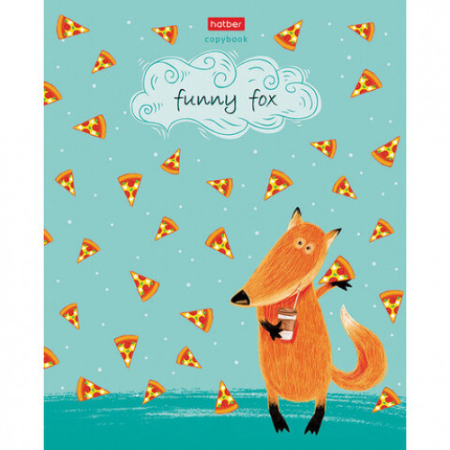 Тетрадь А5 48 л. HATBER скоба, клетка, матовая ламинация, Funny fox (5 видов в спайке), 48Т5лВ1