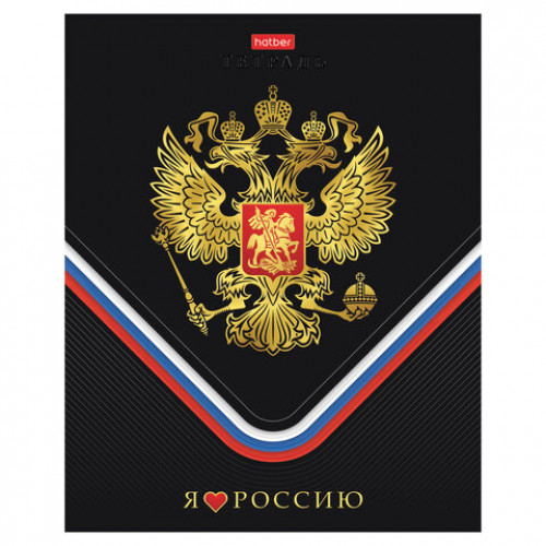 Тетрадь А5 48л. HATBER скоба, клетка, матовая ламинация, 3D фольга, 3D лак, Россия (м, 48Т5лофлВ1