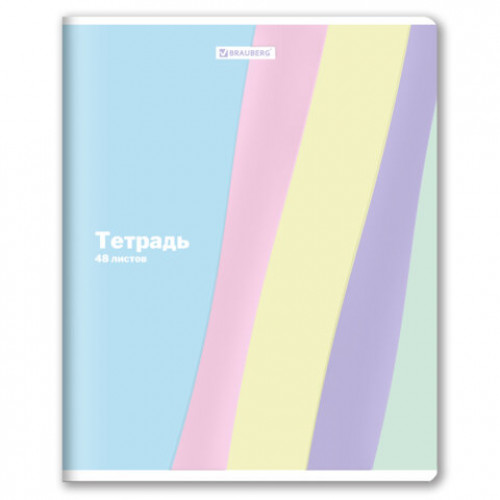 Тетрадь А5 48 л. BRAUBERG скоба, клетка, выборочный лак, кросс-серия PASTEL, 405189