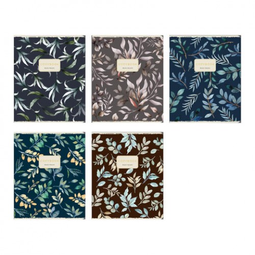 Тетрадь А5, 48 л. BRUNO VISCONTI, скоба, клетка, Soft-Touch, фольга, FLORAL PATTERN (5 видов), 7-48-1371