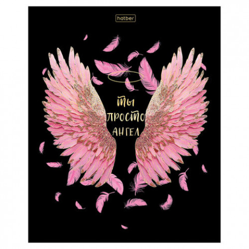 Тетрадь А5 48л. HATBER скоба, клетка, матовая ламинация, 3D фольга, Крылья ангела (ми, 48Т5лофВ1