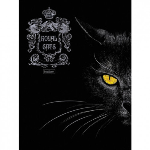 Тетрадь А5, 48 л., HATBER, скоба, клетка, матовая ламинация, 3D, RoyalCats (5 видов в спайке), 48Т5лофл