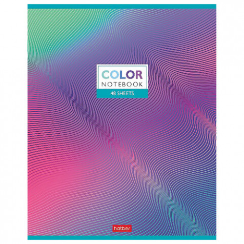 Тетрадь А5 48 л. HATBER скоба, клетка, металлизированный картон, Color (5 видов в спайке), 48Т5мтВ1