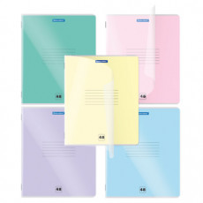 Тетрадь пластиковая обложка (прозрачная) А5 48 листов, скоба, клетка, BRAUBERG Smart Cover, АССОРТИ (микс в спайке), 405041