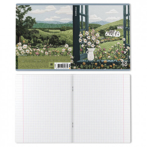 Тетрадь А5 48л. ErichKrause, скоба, клетка, TWIN лак, Fancy Field (микс в спайке), 64, 64866