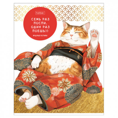Тетрадь А5 48л. HATBER скоба, клетка, обложка картон, Мудрые котики (микс в спайке), 088362, 48Т5В1