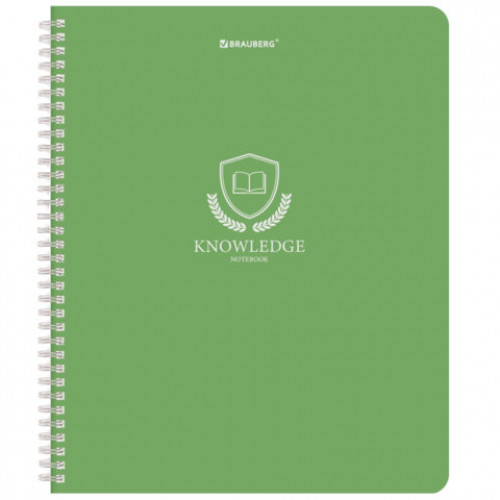 Тетрадь А5, 48 л., BRAUBERG, гребень, клетка, матовая ламинация, Knowledge (микс в спайке), 405324