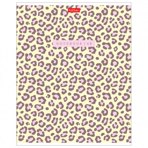 Тетрадь обложка пластик, А5 48л. скоба, клетка, HATBER, LEO-принт (микс в спайке), 09, 48Т5В1пл