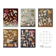 Тетрадь А5, 48 л,. BRUNO VISCONTI, скоба, клетка, Soft-Touch, фольга, Грибная феерия (5 видов), 7-48-1325