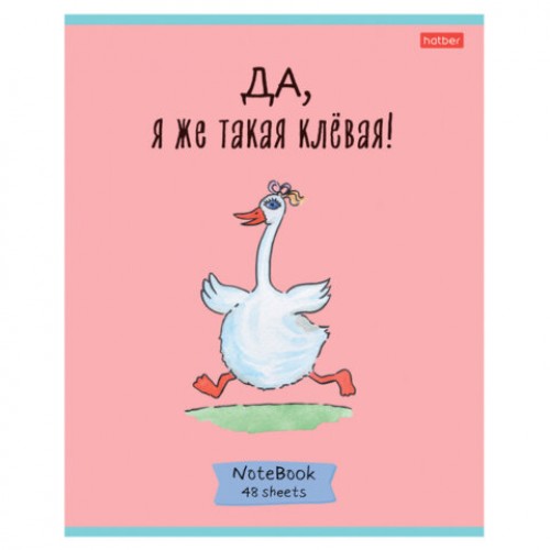 Тетрадь А5 48л. HATBER скоба, клетка, обложка картон, Гусь-веселюсь_Выпуск №1 (микс), 078589, 48Т5В1