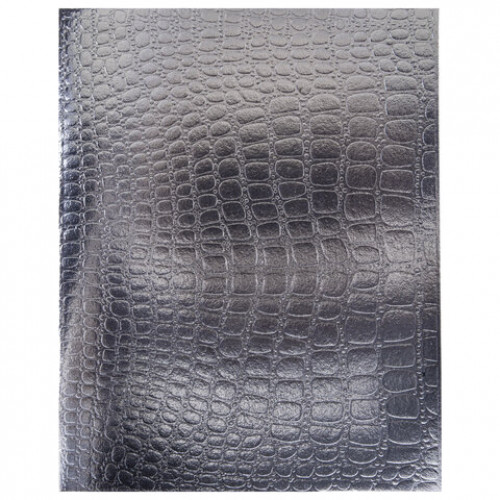 Тетрадь бумвинил А5 48л. скоба, офсет №1, клетка, с полями, СЕРЕБРО Metallic CROCO, H, 48Т5бвВ1