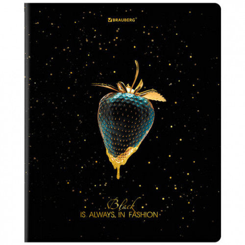 Тетради ДЭК А5 48 л. КОМПЛЕКТ 5 шт. BRAUBERG, клетка, матовая ламинация, фольга, Black&Gold, 404677