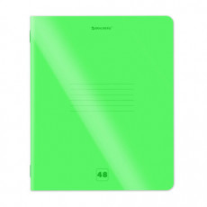 Тетрадь пластиковая обложка (НЕОН) А5 48 листов, скоба, клетка, BRAUBERG Smart Cover, ЗЕЛЕНАЯ, 405038