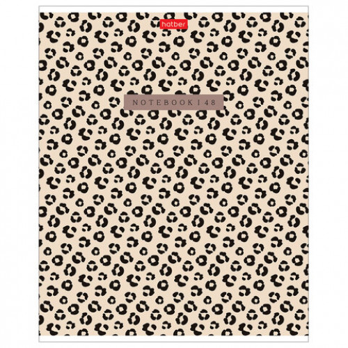 Тетрадь обложка пластик, А5 48л. скоба, клетка, HATBER, LEO-принт (микс в спайке), 09, 48Т5В1пл