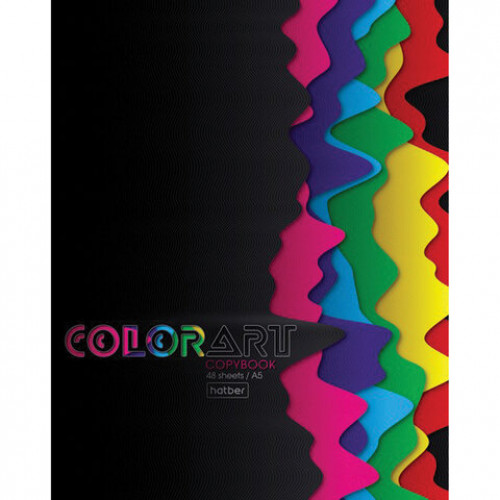 Тетрадь А5 48 л. HATBER скоба, клетка, глянцевая ламинация, ColorArt-New (5 видов в спайке), 48Т5лВ1
