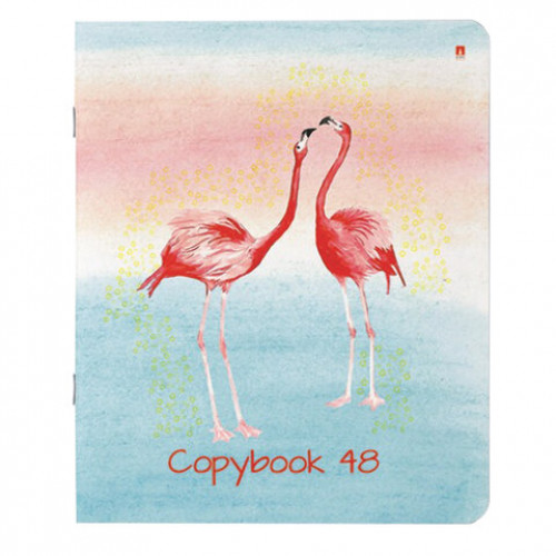 Тетрадь А5 48 л. АЛЬТ скоба, клетка, Soft Touch, фольга, ФЛАМИНГО (5 видов), 7-48-730