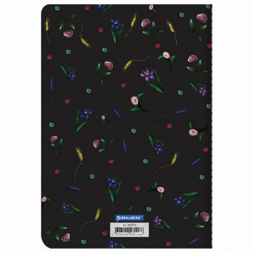 Тетрадь 40 л. в клетку обложка SoftTouch, фольга, бежевая бум. 70 г/м2, сшивка, А5 (147х210 мм), FLOWERS, BRAUBERG, 403773