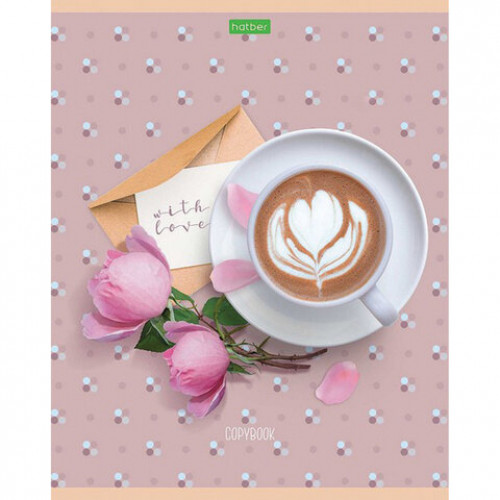 Тетрадь А5 48 л. HATBER-ECO, скоба, клетка, обложка картон, With love, 48Т5C1