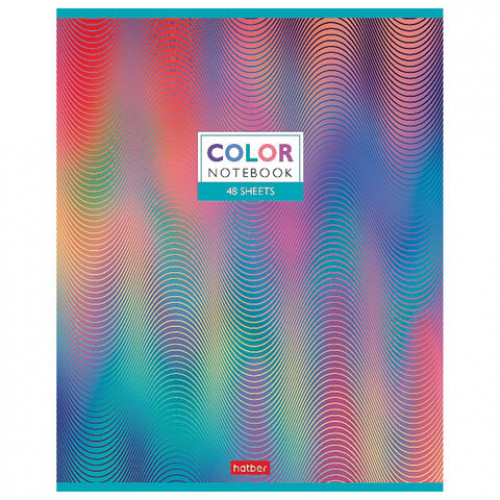 Тетрадь А5 48 л. HATBER скоба, клетка, металлизированный картон, Color (5 видов в спайке), 48Т5мтВ1