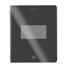 Тетрадь пластиковая обложка (прозрачная) А5 48 листов, скоба, клетка, BRAUBERG Smart Cover, ЧЕРНАЯ, 405040