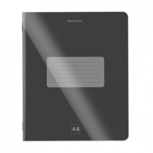 Тетрадь пластиковая обложка (прозрачная) А5 48 листов, скоба, клетка, BRAUBERG Smart Cover, ЧЕРНАЯ, 405040