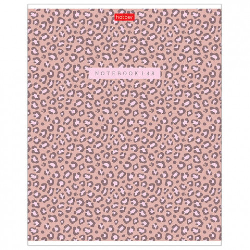 Тетрадь обложка пластик, А5 48л. скоба, клетка, HATBER, LEO-принт (микс в спайке), 09, 48Т5В1пл