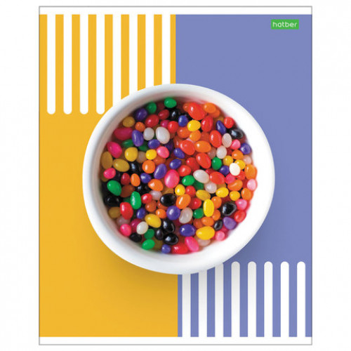 Тетрадь А5, 48 л., HATBER ECO, скоба, клетка, обложка картон, Candy (5 видов), 48Т5C1