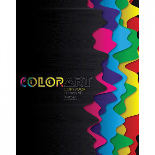 Тетрадь А5 48 л. HATBER скоба, клетка, глянцевая ламинация, ColorArt-New (5 видов в спайке), 48Т5лВ1