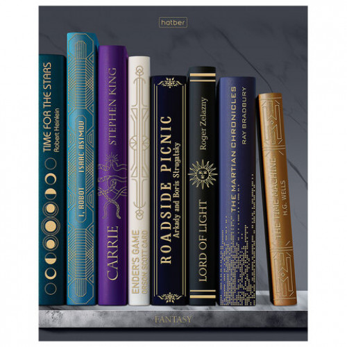 Тетрадь А5 48л. HATBER скоба, клетка, Soft-touch ламинац, 3D фольга, Золотые страницы, 48Т5лофВ1