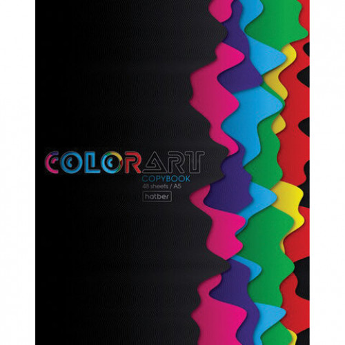 Тетрадь А5 48 л. HATBER скоба, клетка, глянцевая ламинация, ColorArt-New (5 видов в спайке), 48Т5лВ1