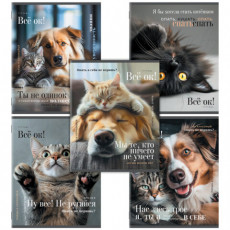 Тетрадь А5 48 л. STAFF College, скоба, клетка, офсет №2 ЭКОНОМ, обложка картон, ПУШИСТЫЕ ДРУЗЬЯ, 405627