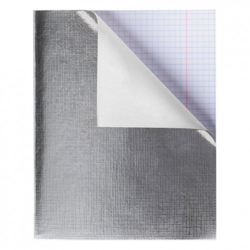 Тетрадь бумвинил А5 48л. скоба, офсет №1, клетка, с полями, СЕРЕБРО Metallic, HATBER,, 48Т5бвВ1