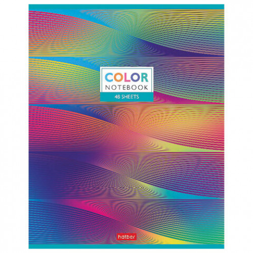 Тетрадь А5 48 л. HATBER скоба, клетка, металлизированный картон, Color (5 видов в спайке), 48Т5мтВ1