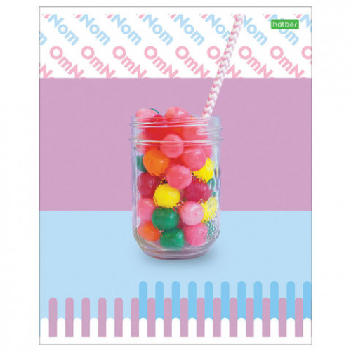 Тетрадь А5, 48 л., HATBER ECO, скоба, клетка, обложка картон, Candy (5 видов), 48Т5C1