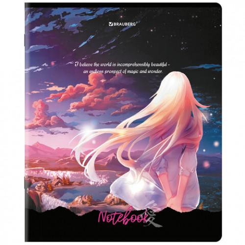 Тетради ДЭК А5 48 л. КОМПЛЕКТ 5 шт., BRAUBERG скоба, клетка, глянцевый лак, Anime Dreams, 404674
