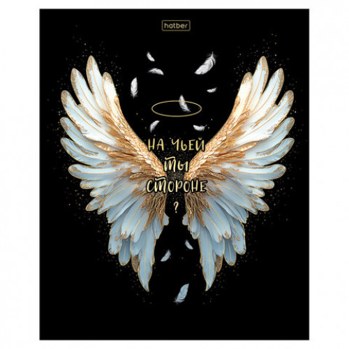 Тетрадь А5 48л. HATBER скоба, клетка, матовая ламинация, 3D фольга, Крылья ангела (ми, 48Т5лофВ1