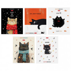 Тетрадь обложка пластик, А5 48л. скоба, линия, HATBER, Котэ (микс в спайке), 091627, 48Т5В2пл Тетрадь обложка пластик, А5 48л. скоба, линия, HATBER, Котэ (микс в спайке), 091627, 48Т5В2пл