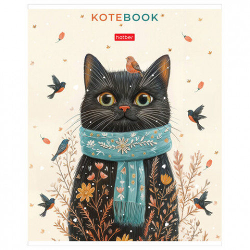 Тетрадь обложка пластик, А5 48л. скоба, линия, HATBER, Котэ (микс в спайке), 091627, 48Т5В2пл