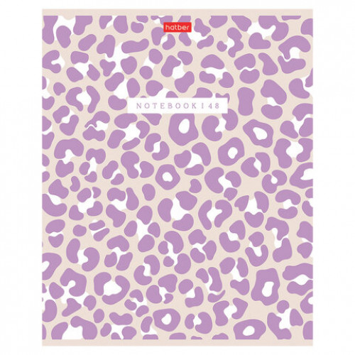 Тетрадь А5 48л. HATBER скоба, клетка, обложка картон, тиснение, LEO-принт (микс в спа, 48Т5тВ1