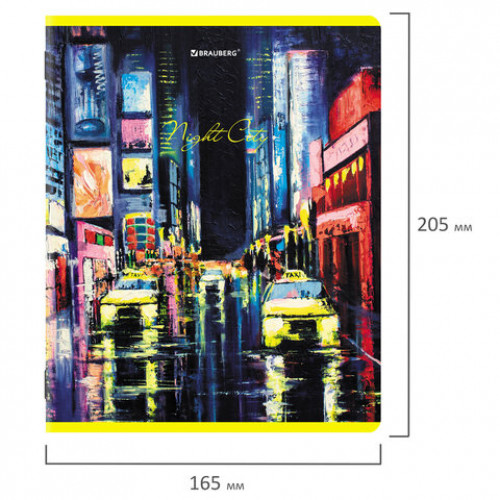 Тетради КОМПЛЕКТ 5 шт. А5, 48 л., BRAUBERG, скоба, клетка, TWIN лак, Night City, 404396