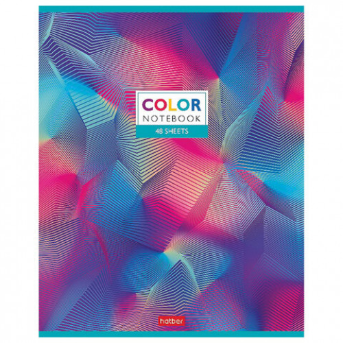 Тетрадь А5 48 л. HATBER скоба, клетка, металлизированный картон, Color (5 видов в спайке), 48Т5мтВ1