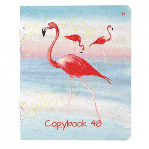 Тетрадь А5 48 л. АЛЬТ скоба, клетка, Soft Touch, фольга, ФЛАМИНГО (5 видов), 7-48-730