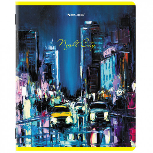 Тетради КОМПЛЕКТ 5 шт. А5, 48 л., BRAUBERG, скоба, клетка, TWIN лак, Night City, 404396