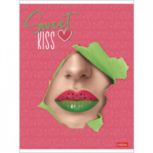 Тетрадь А5, 48 л., HATBER, скоба, клетка, матовая ламинация, 3D-лак, Sweet kiss (5 видов в спайке), 48Т5лолВ1