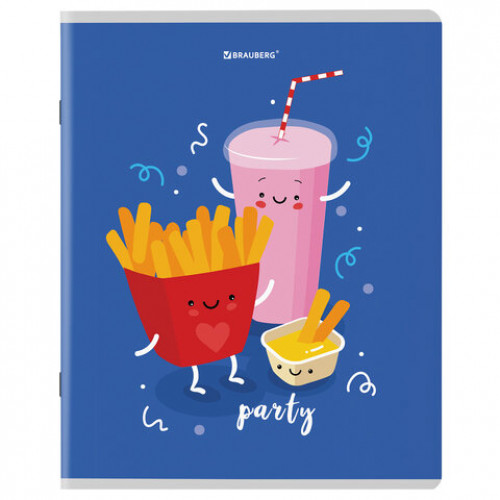 Тетради КОМПЛЕКТ 5 шт. А5, 48 л., BRAUBERG, скоба, клетка, TWIN лак, Funny Food, 404397