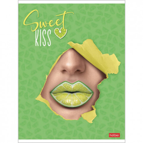 Тетрадь А5, 48 л., HATBER, скоба, клетка, матовая ламинация, 3D-лак, Sweet kiss (5 видов в спайке), 48Т5лолВ1
