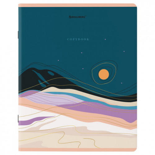 Тетради КОМПЛЕКТ 5 шт. А5, 48 л., BRAUBERG, скоба, клетка, SoftTouch, фольга, Mountains, 404400