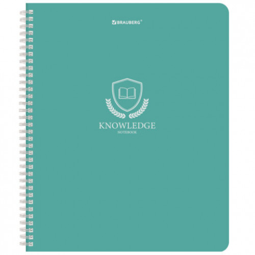 Тетрадь А5, 48 л., BRAUBERG, гребень, клетка, матовая ламинация, Knowledge (микс в спайке), 405324