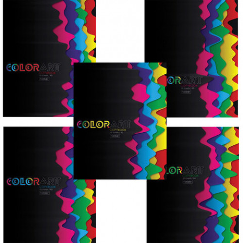 Тетрадь А5 48 л. HATBER скоба, клетка, глянцевая ламинация, ColorArt-New (5 видов в спайке), 48Т5лВ1