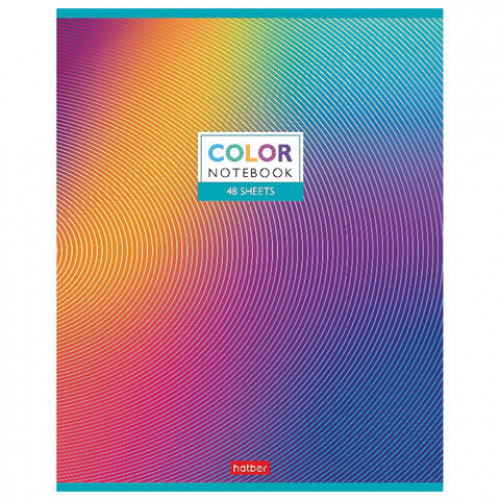Тетрадь А5 48 л. HATBER скоба, клетка, металлизированный картон, Color (5 видов в спайке), 48Т5мтВ1